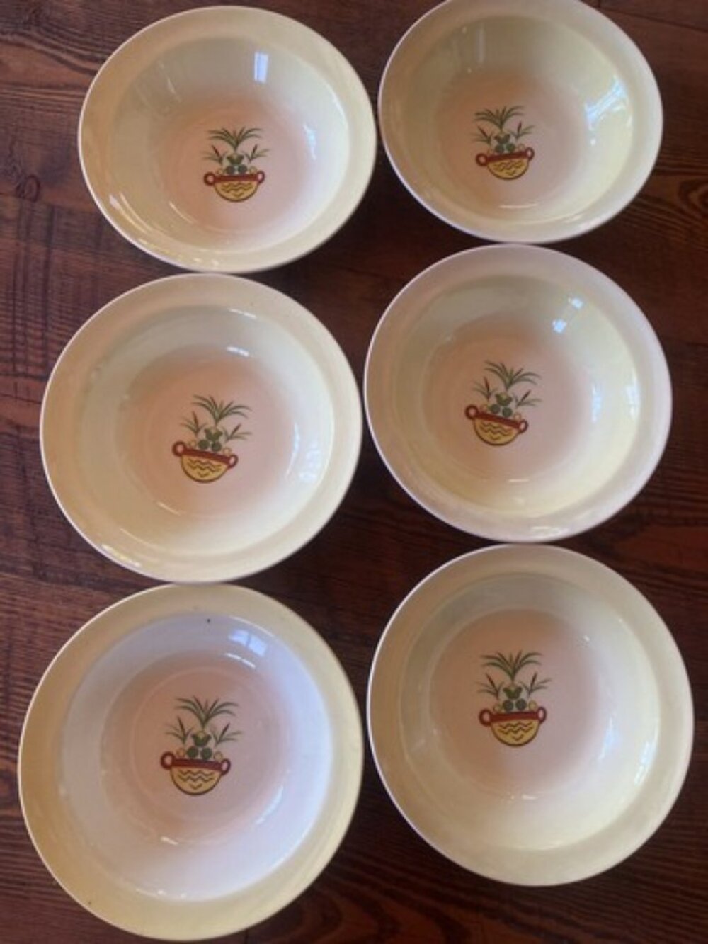 Set Of 6‎ Bowls Taylor Smith Taylor Swiss Provincial 6” Yellow Antique 1952